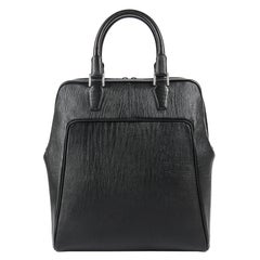 BALENCIAGA PARIS Black Structured Large Padded Laptop Bowler Briefcase Handbag