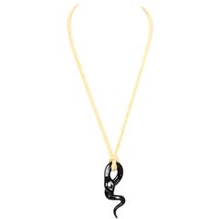 Celine Black Serpent Pendant Necklace rt. $590