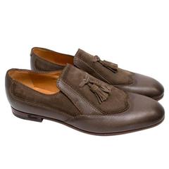 Gucci Brown Suede And Leather Loafers With Tassels