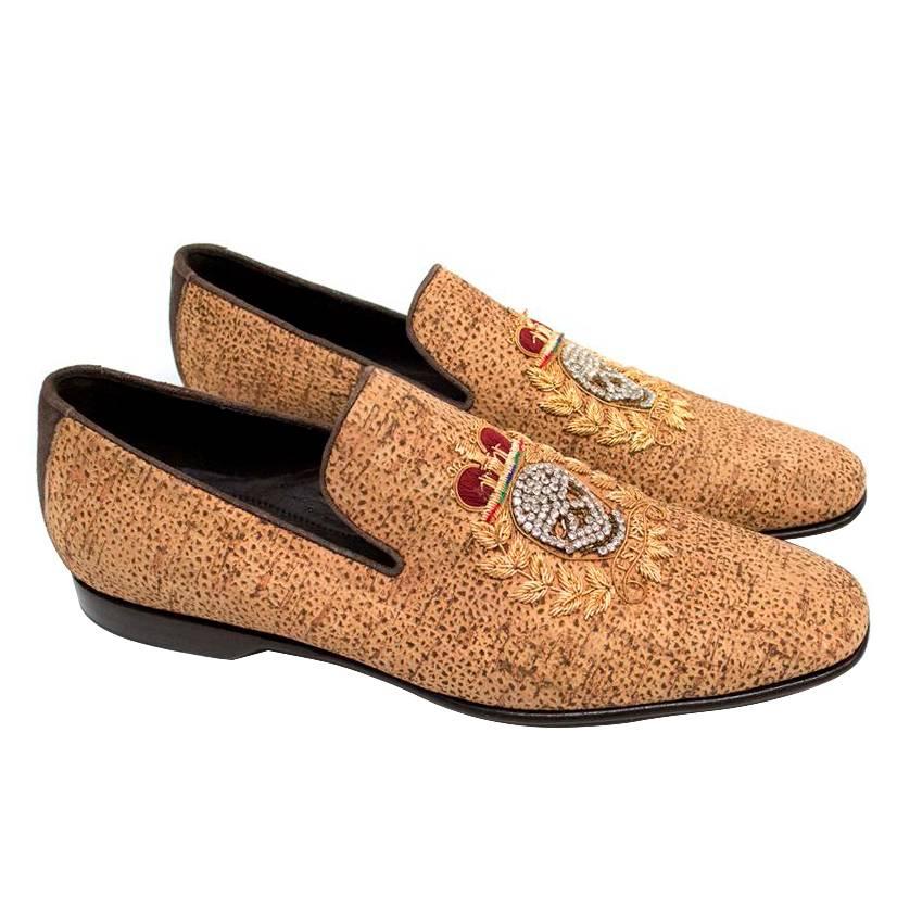 Donald J. Pliner Cork Effect Leather Loafers For Sale
