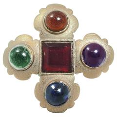 Vintage Classic Chanel Poured Gripoix Glass Brooch 2