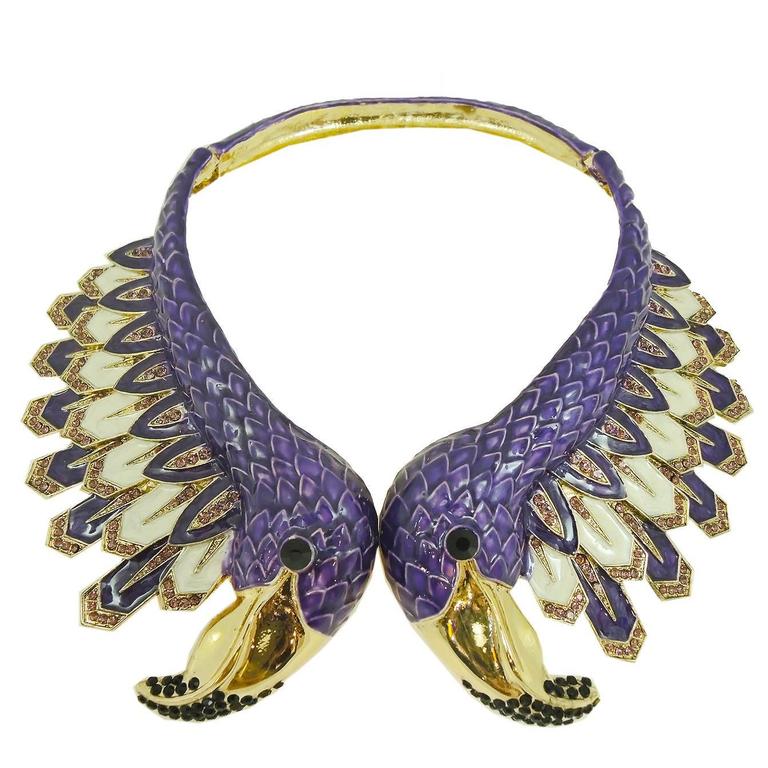 Massive Bejeweled Flamingo Necklace Attributed to Christian LaCroix at ...
