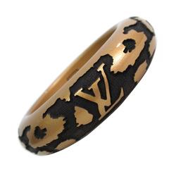 Louis Vuitton Metallic Bronze LV Logo Animal Print Cuff in Box