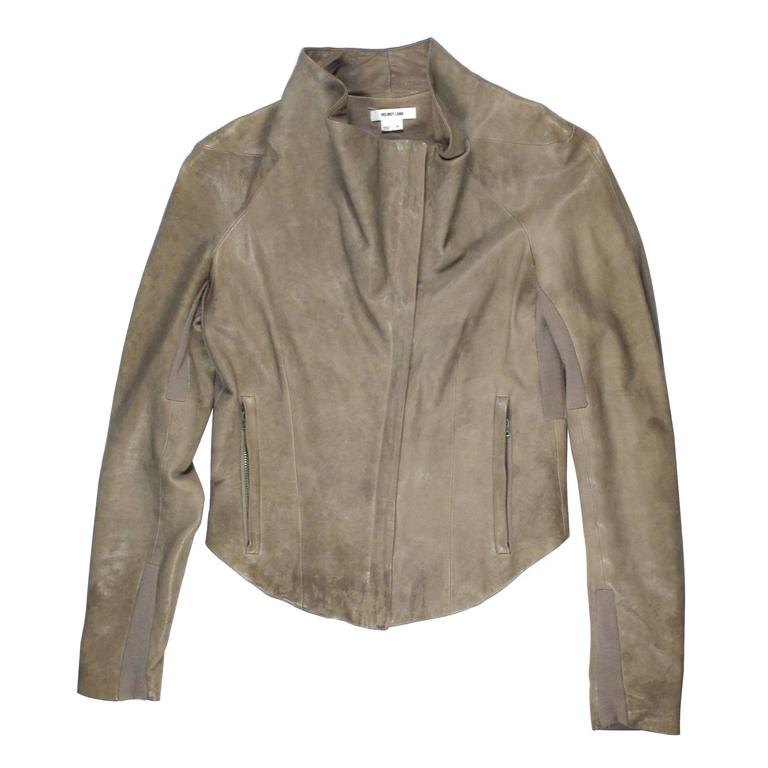 Helmut Lang Leather Jacket - Small - $1500 Tan Lamb Silk Moto Motorcycle  Coat at 1stDibs