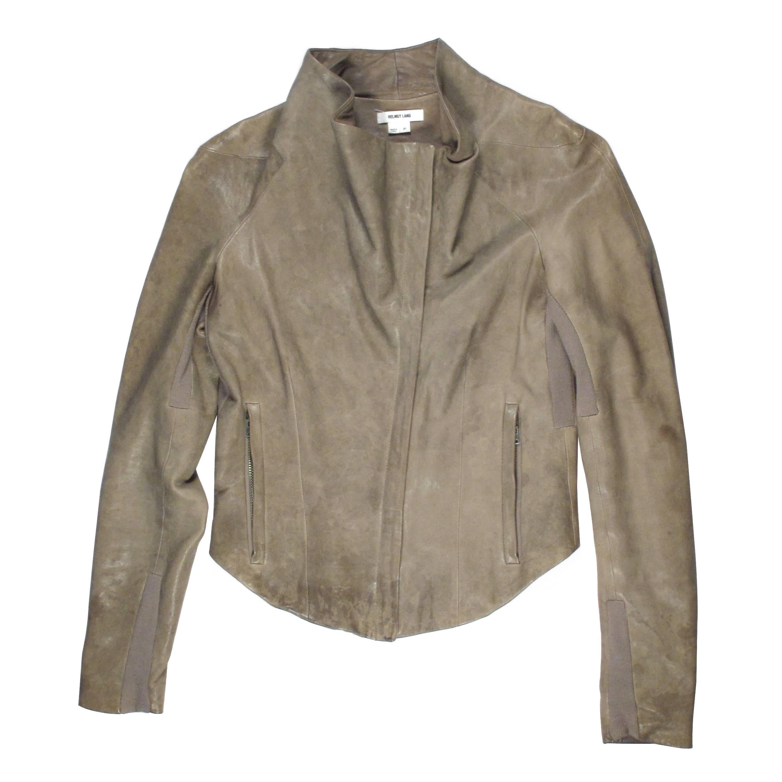 Helmut Lang Leather Jacket - Small - $1500 Tan Lamb Silk Moto Motorcycle Coat
