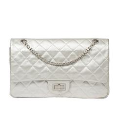 Chanel - Reissue Jumbo Double Flap Silver Leather