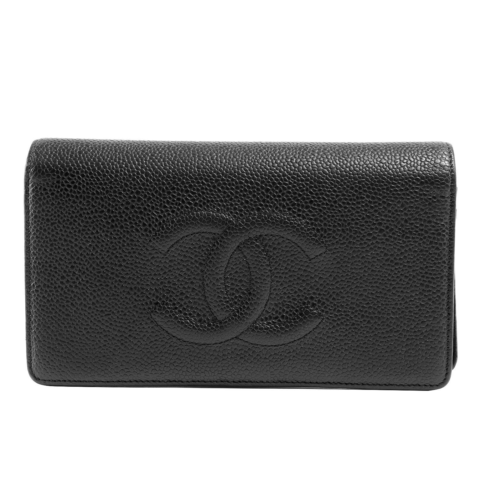 Chanel Black Caviar Large Bifold Wallet For Sale