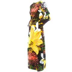 Bill Blass Stunning Cotton Velvet Floral Gown c 1970