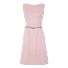 1960’s Victor Costa Pink Dress with Rhinestone Belt 6