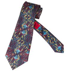 Vintage Hermes Silk Tie with Jellyfish