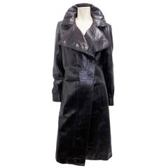 Rare Tom Ford For  Yves Saint Laurent Black "Cracked" leather Coat 