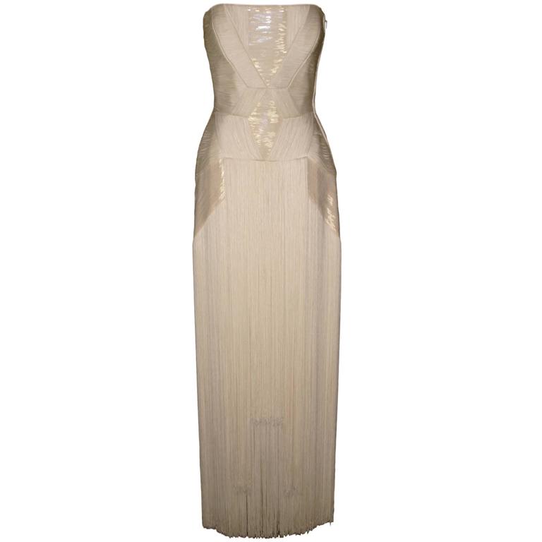 S/S 2011 Atelier Versace Runway Custom Made Fringe Gown Dress on Karen ...