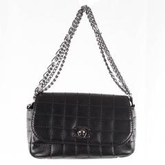 CHANEL Black Square Quilted Leather MINI Flap HANDBAG Multi Chain BAG 5