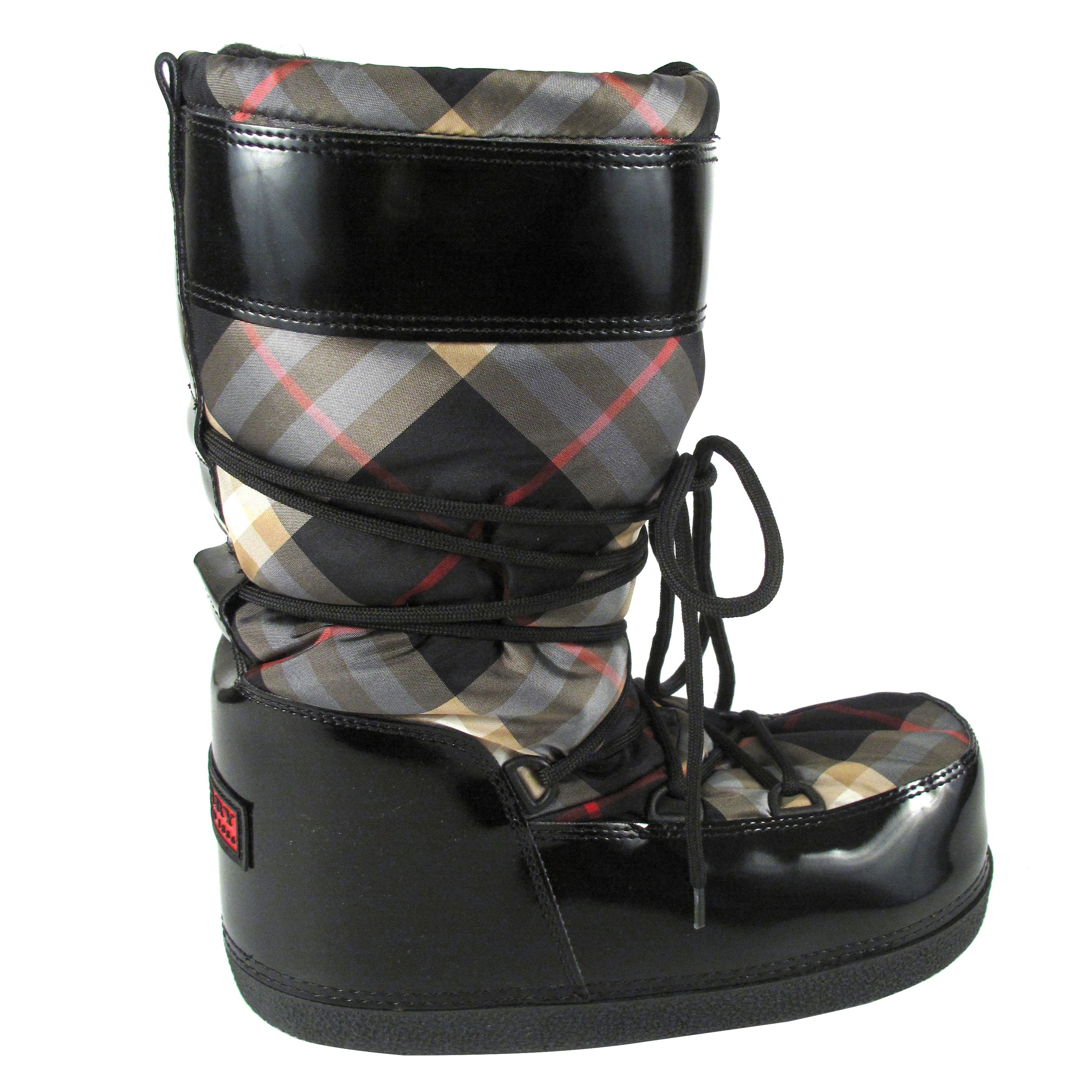 Burberry Snow Boots - New - US 7 - 37 - Black Plaid Leather Moon Lace Up  Shoes at 1stDibs | burberry moon boots