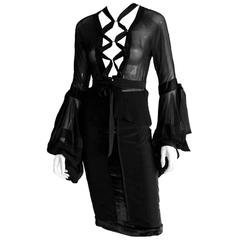 Free Shipping: Rare Tom Ford YSL Rive Gauche FW2002 Silk Poet Blouse & Skirt! 40