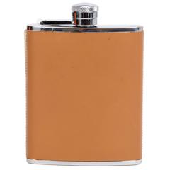 1990's Never Used Hermes Leather Stainless Steel Flask with Box