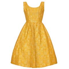 Retro 1950s Frank Usher Gold Brocade Dress