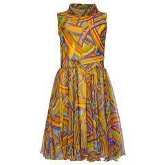 1960s Jack Bryan Multi-coloured Chiffon Dress 4