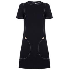 Stylish 1960s Jean Patou Black Wool Mod Dress 7
