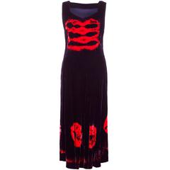 1970s Purple & Red Velvet Tie-Dye Dress 8
