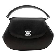 Chanel Black Satin Oval Evening Bag