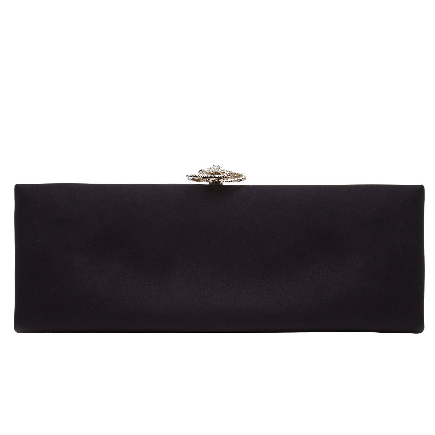 Chanel Black Satin Clutch For Sale at 1stdibs