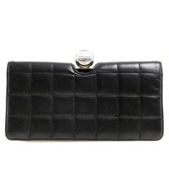 Chanel Black and Cream Quilted Lambskin Rectangle Clutch