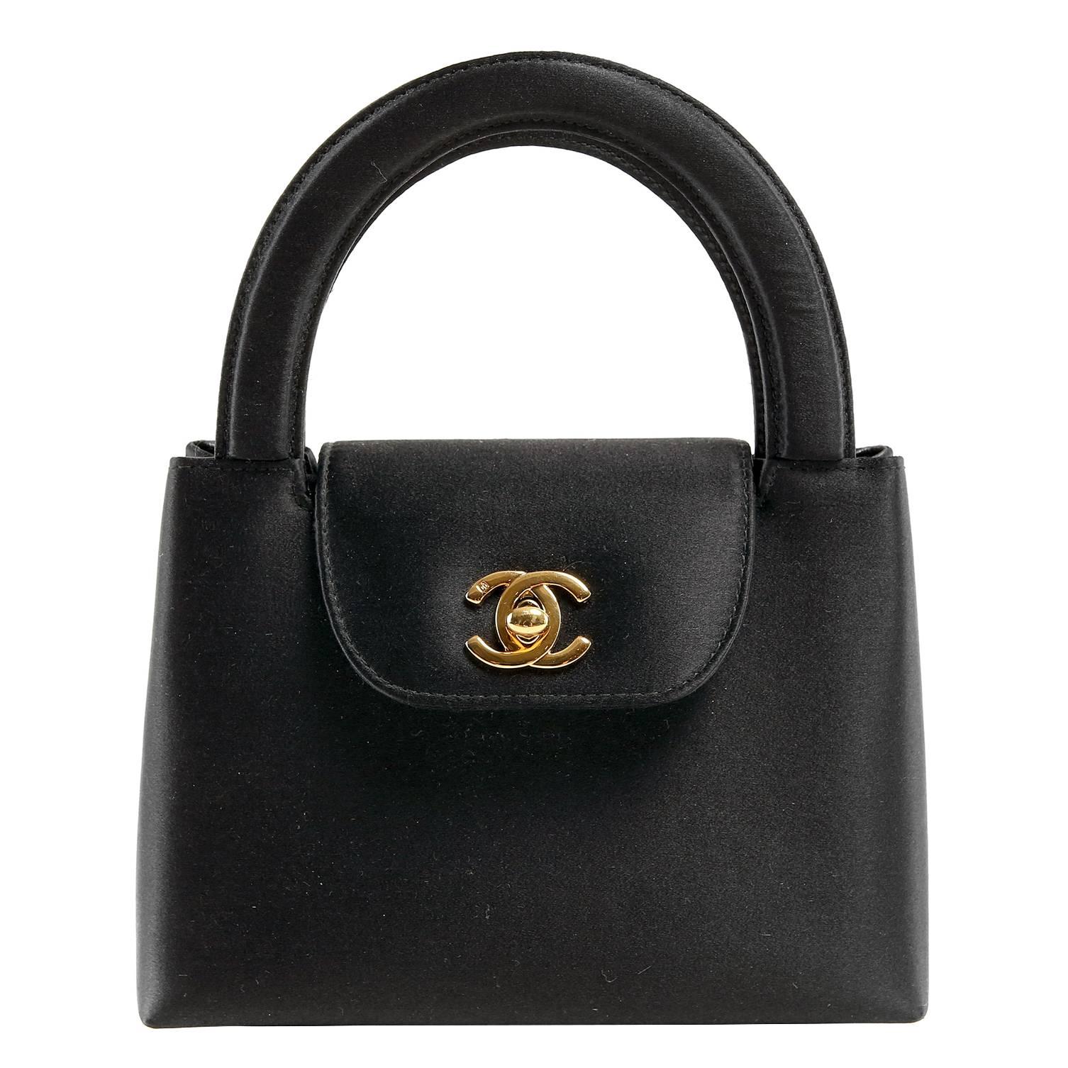 Chanel Black Satin Evening Bag
