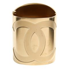 Chanel Gold Matte CC Large Hinged Cuff