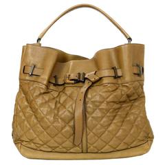 Burberry Brown Quilted Leather Tote Bag