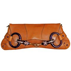 Rare & Iconic Tom Ford Gucci SS 2004 Tan Leather Crystal Runway Ad Campaign Bag!