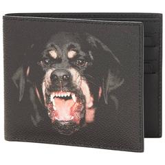 2010s GIVENCHY Black Coated Canvas Rottweiler Classic Single Bill Wallet