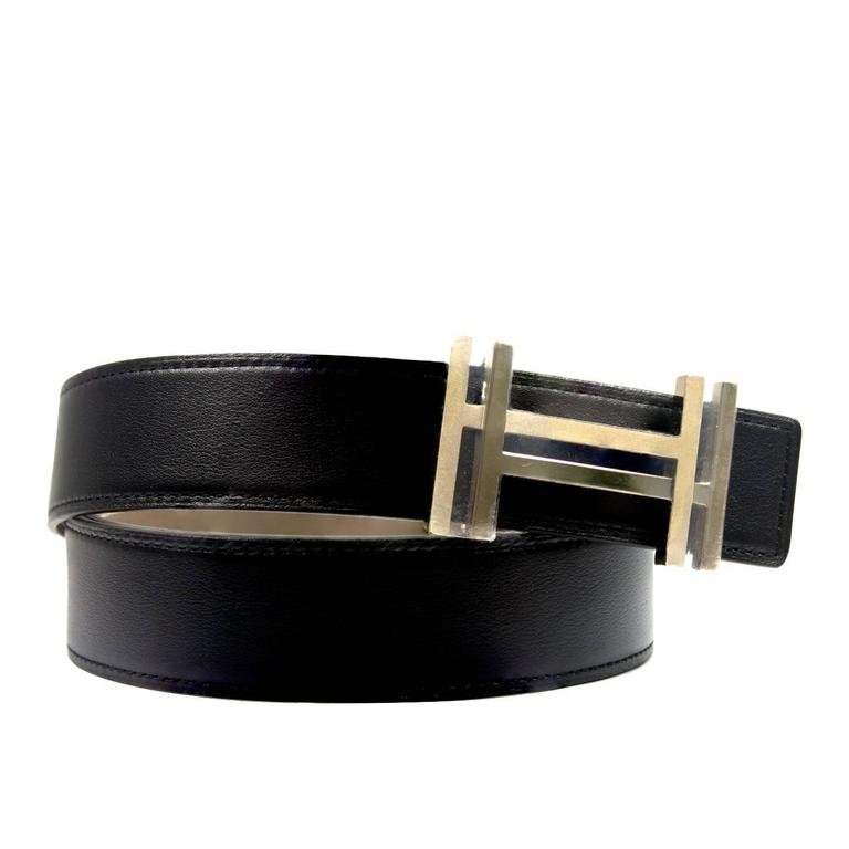 HERMES Swift Epsom 24mm Constance H Belt 80 Black Etoupe 1242538