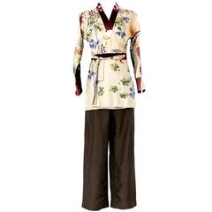 Rare Gucci by Tom Ford  2001 Floral Print Batik Kimono Dressing Gown Robe Suit