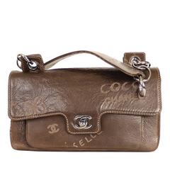 chanel brown leather bag Vintage Chanel Brown Leather Graffiti Classic Shoulder Bag Rare