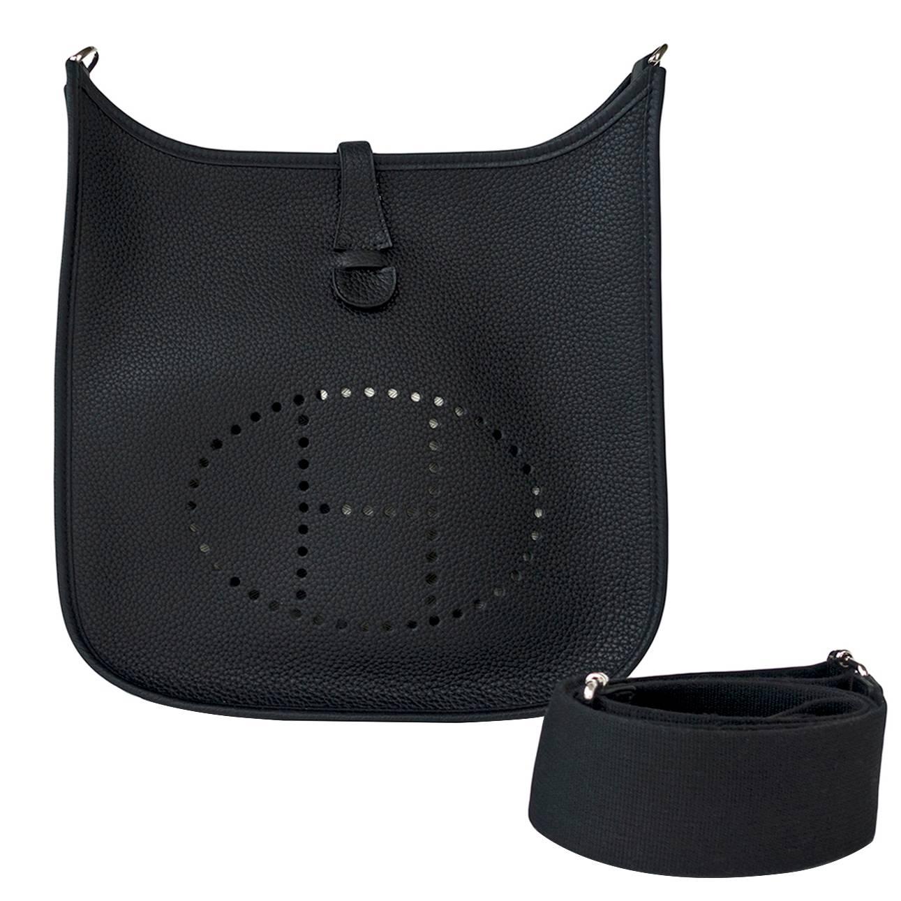 Hermes Black Evelyne PM Cross-Body Messenger Bag