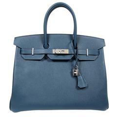 Hermès Blue Colvert Epsom Leather Birkin Bag- 35 cm, PHW