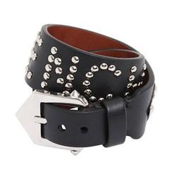 Givenchy NEW Black Brown Leather Silver Buckle Double Tour Cuff Bracelet