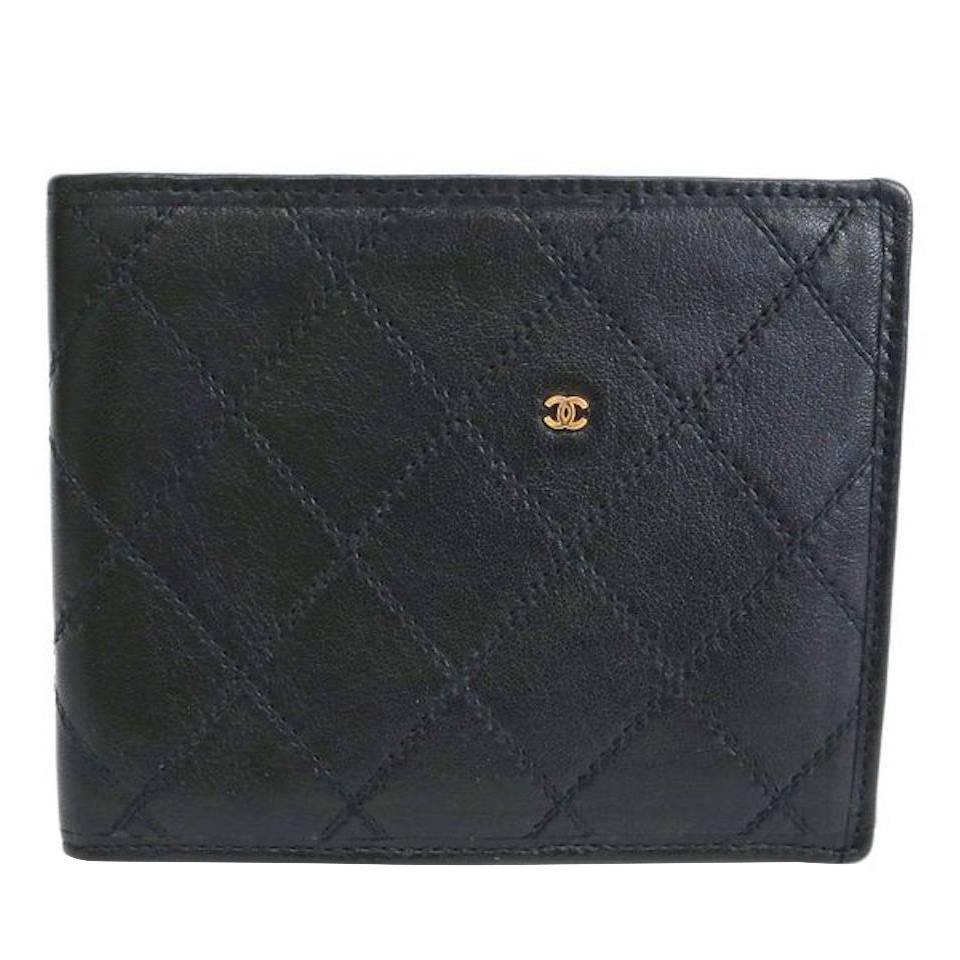 Chanel Black Leather Gold Hardware Men's Wallet