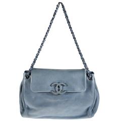 Chanel Large Blue Lilac Smooth & Soft Leather Flap Handbag