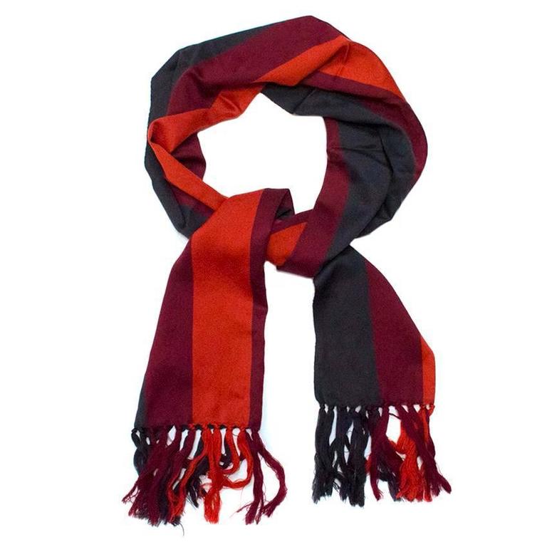 Gucci Red Green And Grey Striped Wool Scarf For Sale at 1stdibs