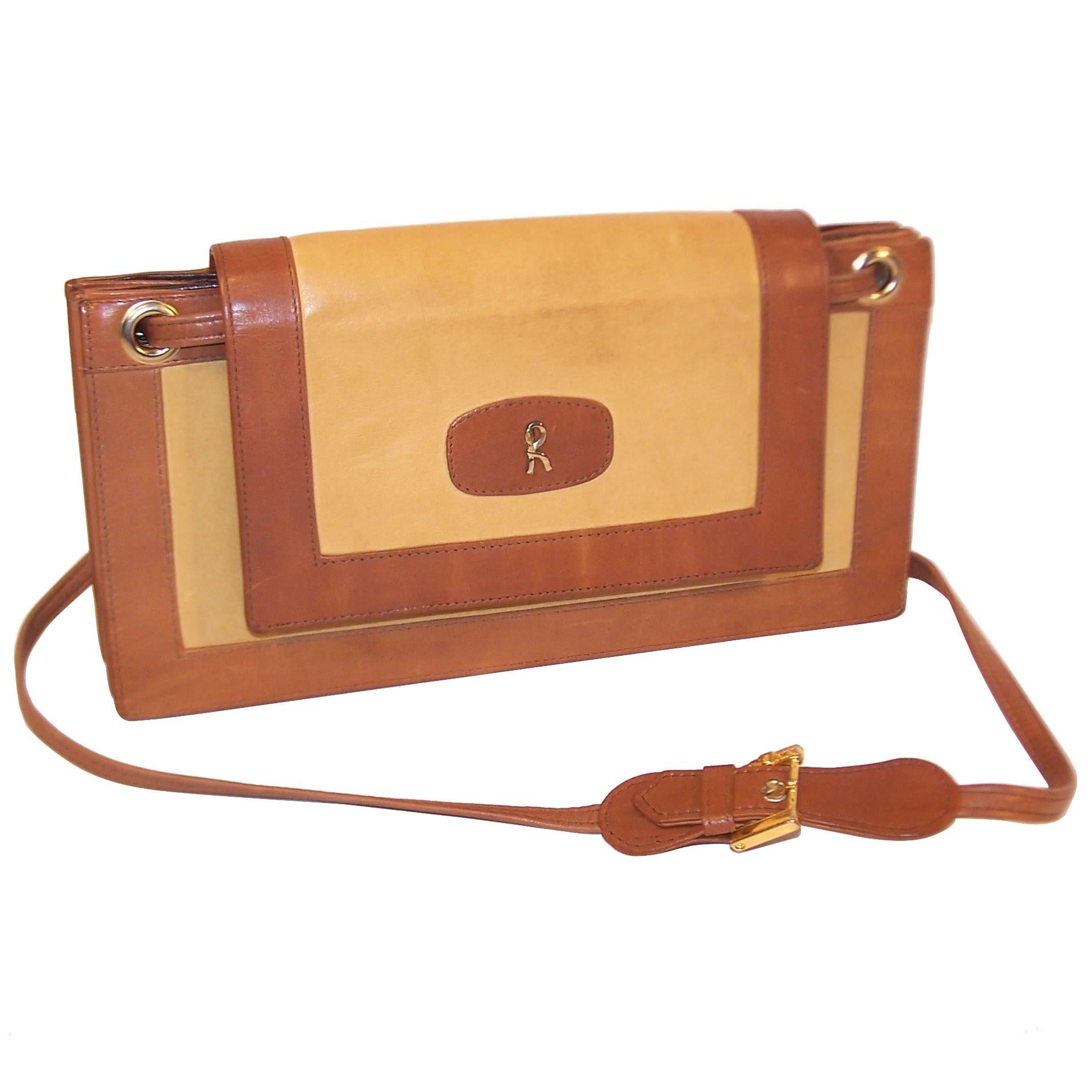 C.1970 Roberta Di Camerino Full Leather Envelope Style Handbag