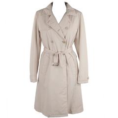 PRADA Ivory Nylon Double Breasted PADDED TRENCH COAT w/ Belt SIZE 40