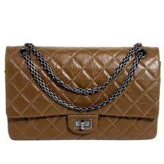 Chanel Dark Taupe Leather Reissue Double Flap Bag- Khaki Color