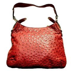 Stunning Gucci Ostrich Skin Horsebit Detail Shoulder Bag