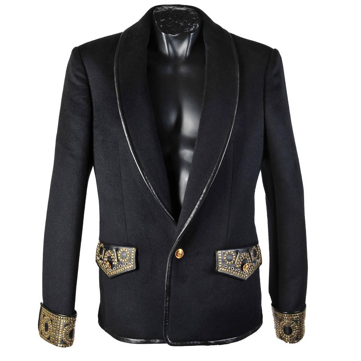 Versace Embroidered Angora Wool Blazer For Men At 1stdibs