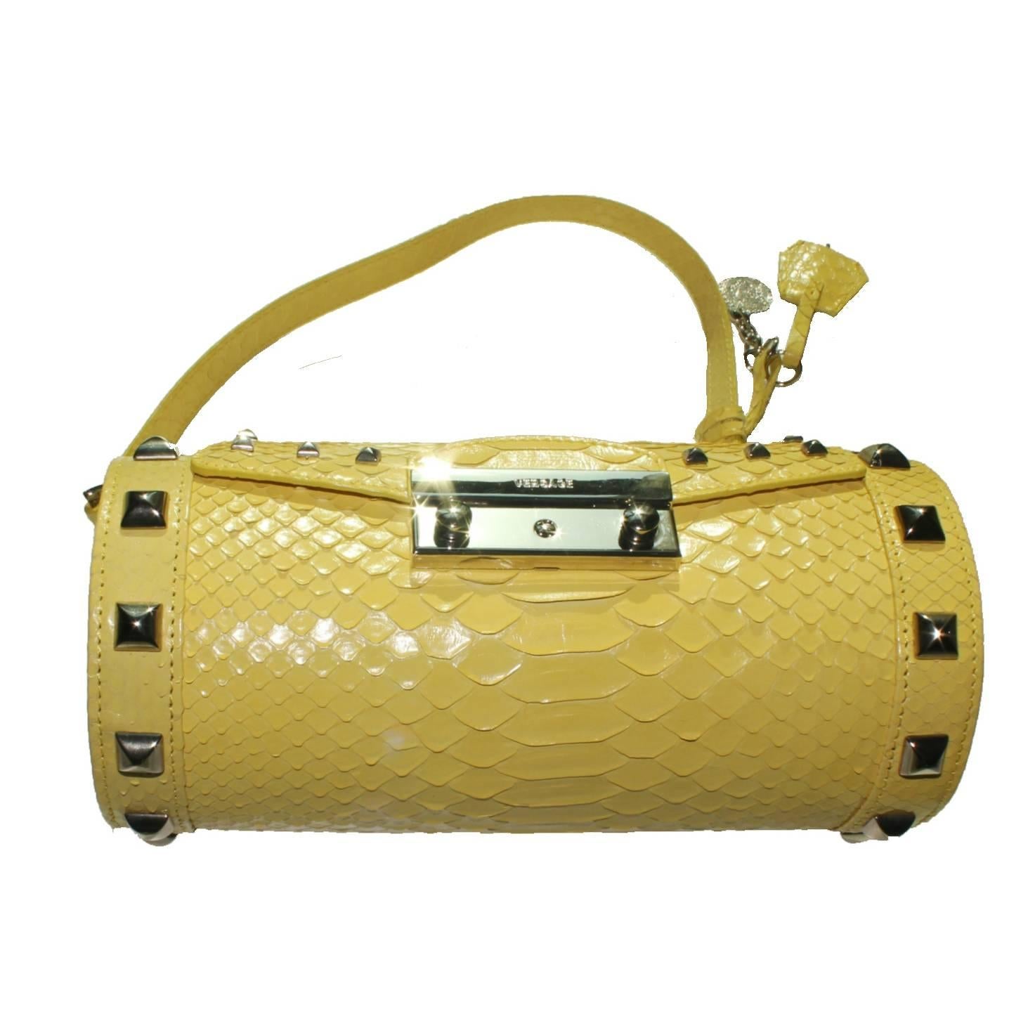 Versace Yellow Python Snakeskin Bag