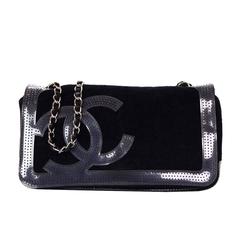 Chanel Sport Black Terrycloth CC Pochette Bag
