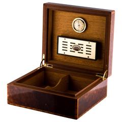 Hermes RARE Cognac Brown Lacquer Wood Men's 'H' Cigar Humidor Storage Box Case