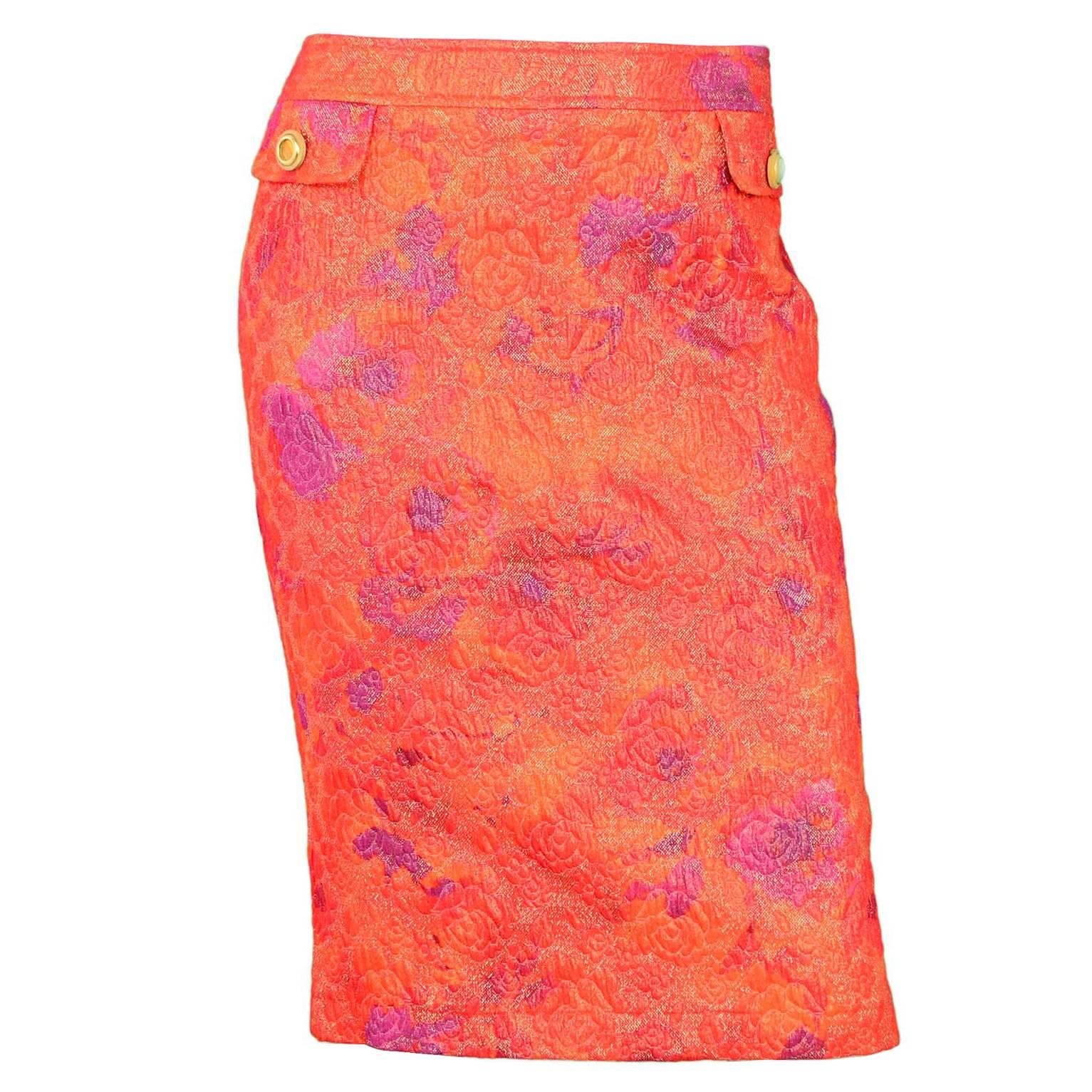 D&G Orange & Purple Brocade Skirt Sz 48